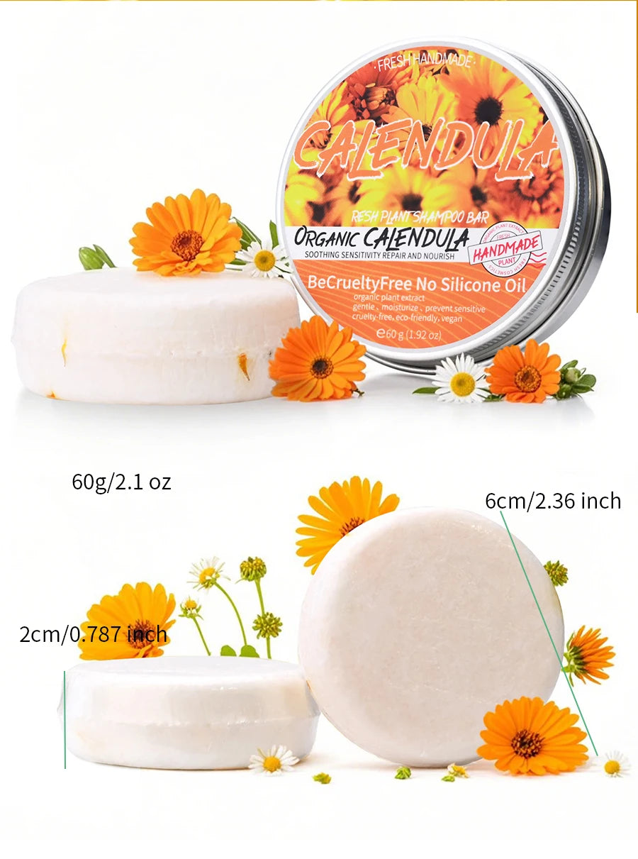 Calendula Plant Shampoo Soap Has No Silicone Oil or Residue, Deeply Cleanses the Scalp, Controls Oil and Removes Oil