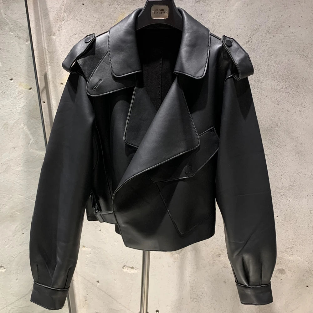 Lady Jacket Real Sheepskin Blouse Coat Women Spring and Autumn Casual Outwear 2979