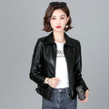 New Women Sheepskin Jacket Spring Autumn 2025 Fashion Casual Long Sleeve Short Zipper Leather Coat Loose Split Leather Outerwear