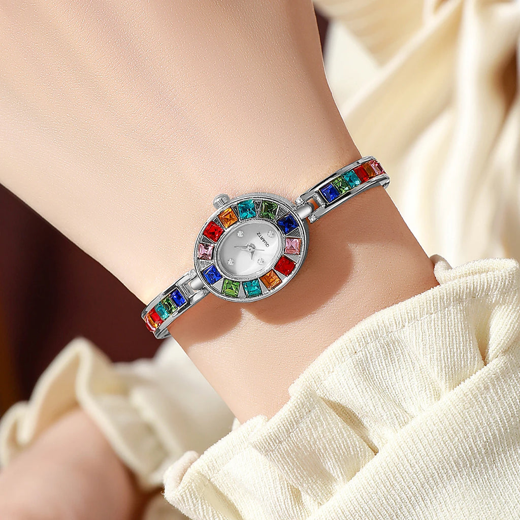 Luxury Rhinestone Women Watches Fashion Bracelet Band Ladies Quartz Watch Reloj Mujer Girls Clock Gift（Without Box）
