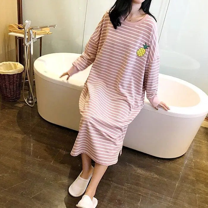 Loose Long Sleeve Sleepwear Women's Home Clothes Striped Pattern Sweet Style Spring Summer New Arrival 2023 Thin Fabric round...