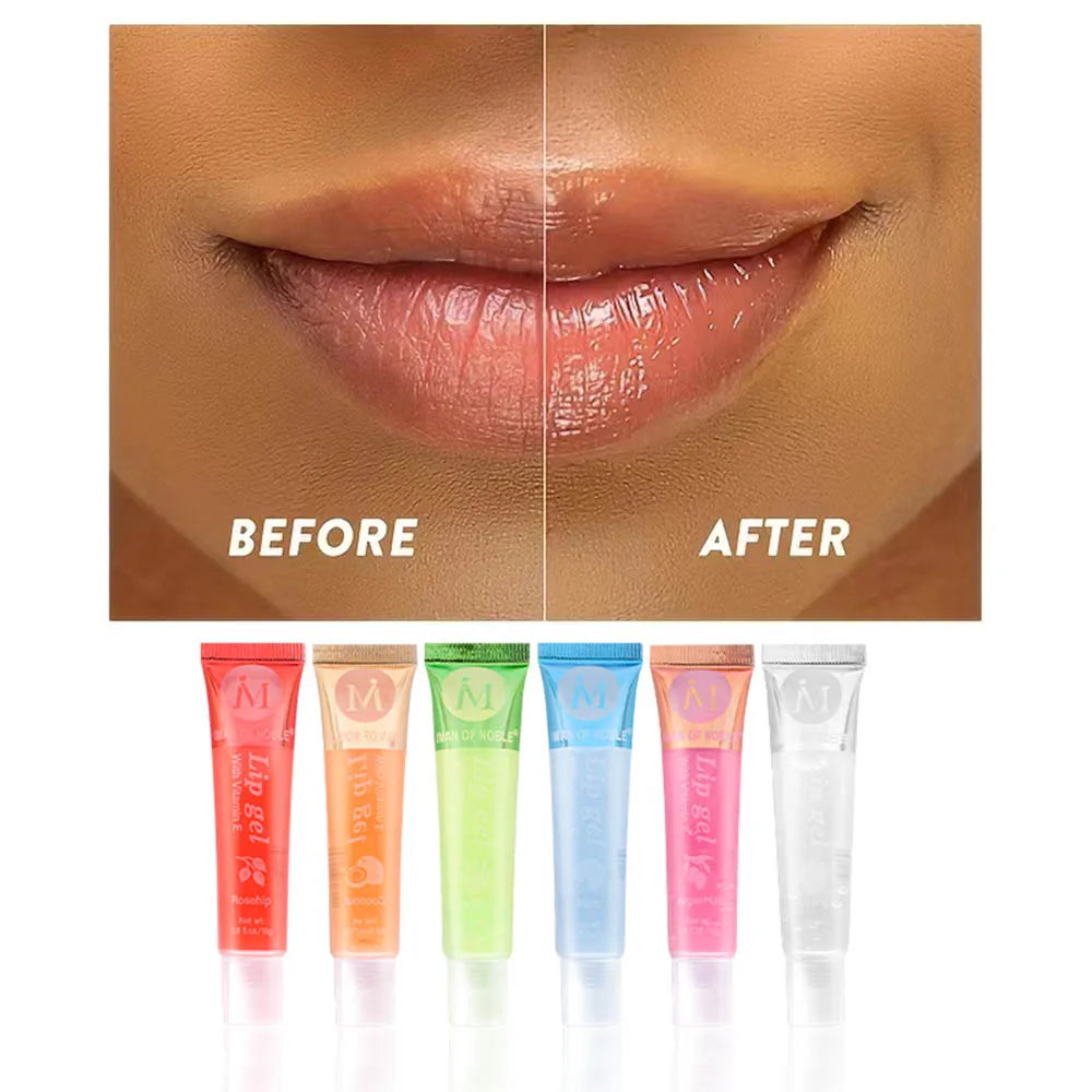 6Pcs Fruity Flavor Watery Glossy Lip Gloss Set Clear Lip Gel Hydrating Moisturizing Lip Gloss Women Lips Makeup Wholesale