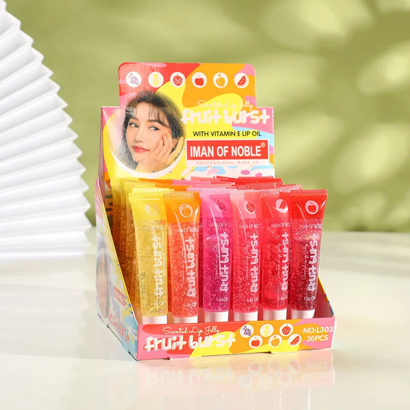 6Pcs Fruity Flavor Watery Glossy Lip Gloss Set Clear Lip Gel Hydrating Moisturizing Lip Gloss Women Lips Makeup Wholesale
