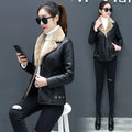 Women's Biker Style Thickened Short Leather Jacket Autumn Winter Street Fashion PU Material Versatile Outerwear Coat