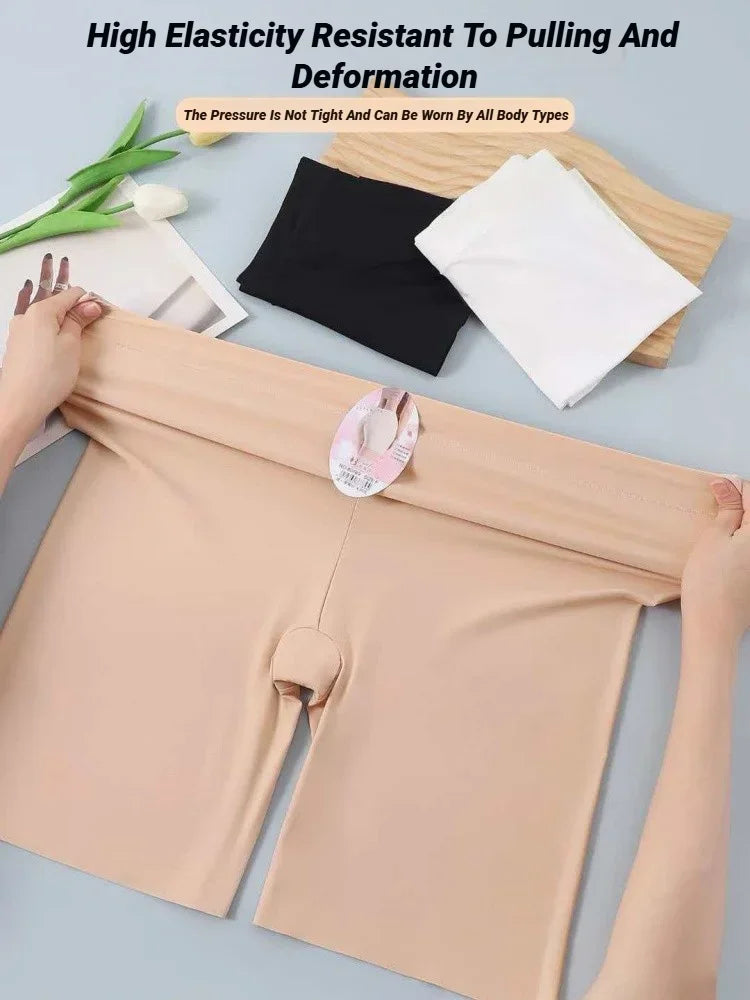 CHUANGERM Seamless High Waist Shorts Panties For Women Tummy Control Hip Lift Ice Silk Safety Pants Sports Underwear