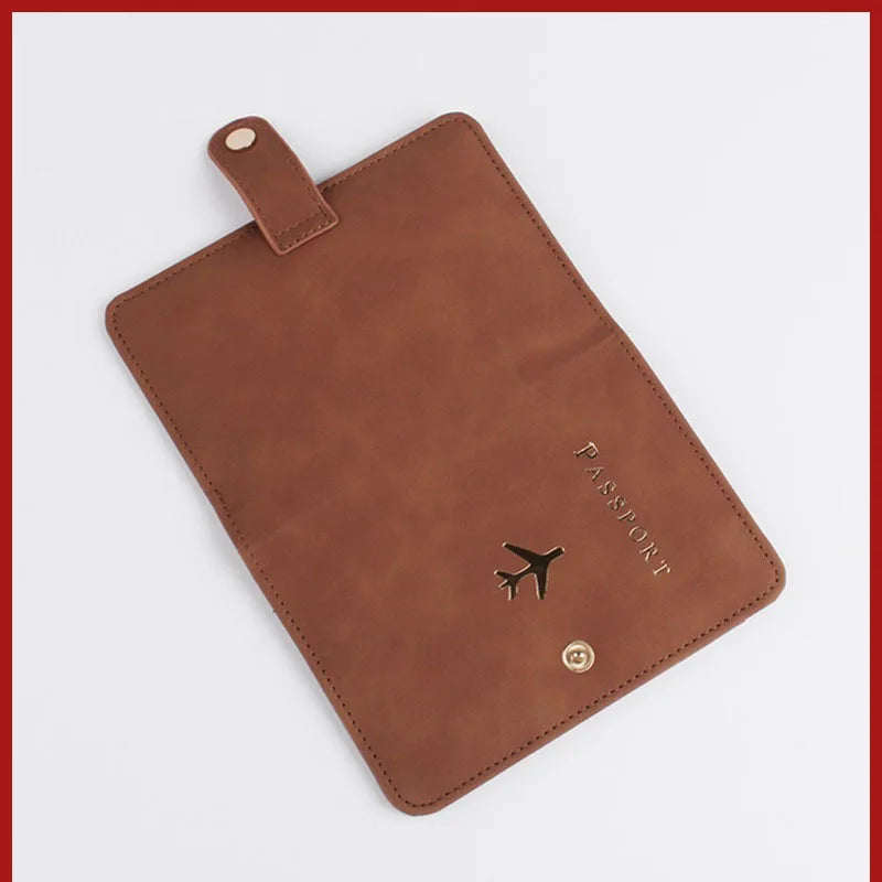 RFID Blocking Waterproof Leather Passport Holder Travel Credit Card Wallet Passport Book for Women Men Buckle Passport Cover