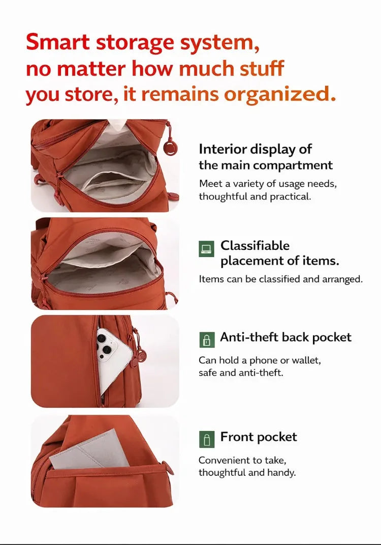 Women's Lightweight Mini Backpack, Oxford Cloth Chest Bag with Anti-theft Function, Simple Stylish Versatile Convertible Daypack