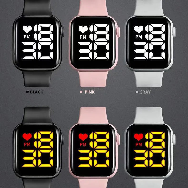 Simple Digital Watches for Women Men Waterproof Sports Silicone Band LED Watch Casual Fashion Electronic Clock Couple Watch Gift