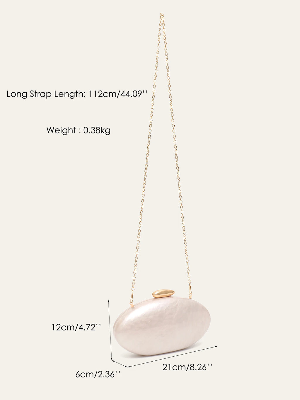Women's Fashion Evening Clutches Luxury Plain Acrylic Long Chain Cross body Handbag Oval Shaped Fits Phone Wedding Banquet Party