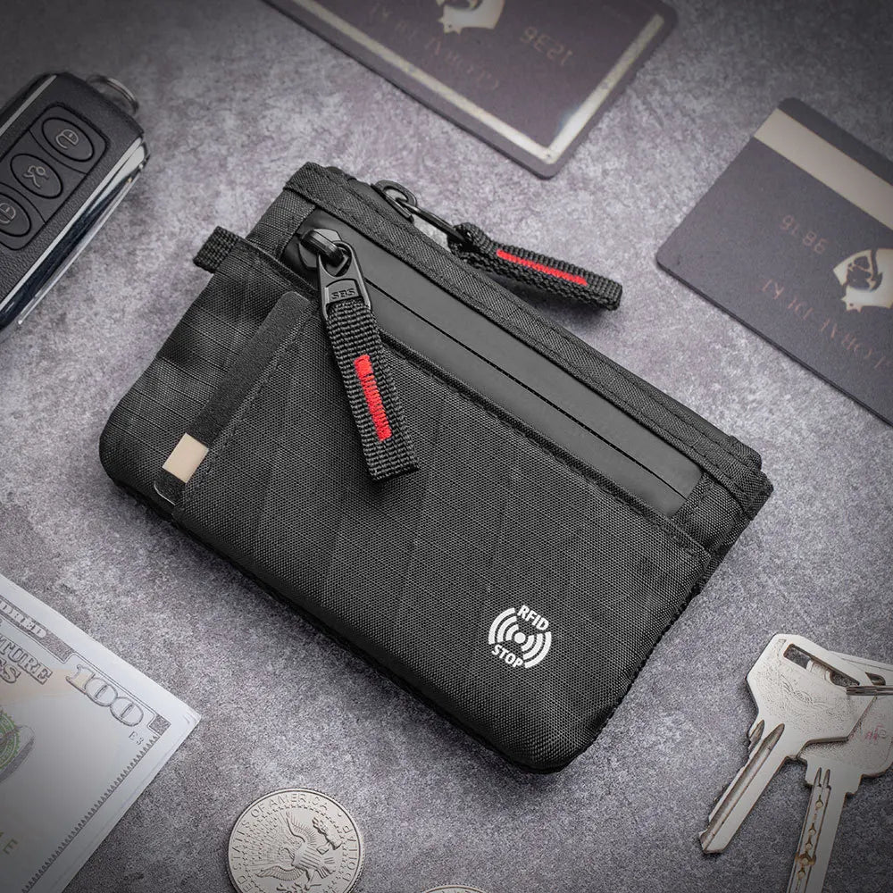 Zipper Rfid Wallet Mini Coin Purse Women Men's Nylon Short Wallet Retro Key Card Holder Small Money Bag Trend Youth Mini Handbag