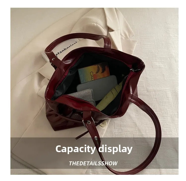 Large Capacity Women's Shoulder Bag Tote Commuter Bag Simple Vintage Cross-Border New Style Bag Versatile Sensation 2025
