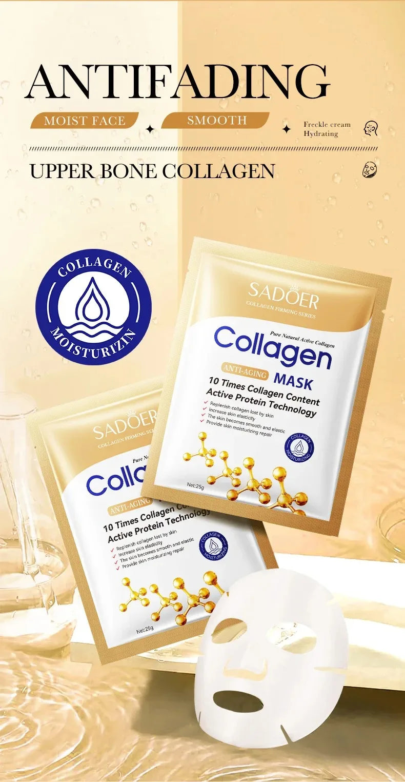SADOER Collagen Face Sheet Mask Firming Moisturizing Repair Brightening Skincare