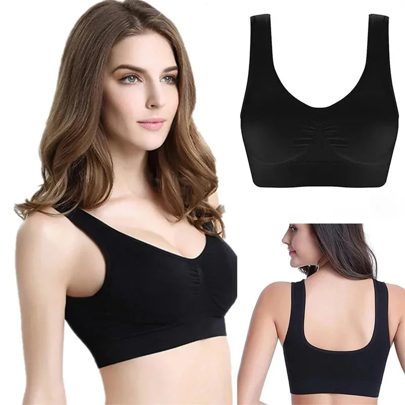 Seamless Bra For Women Crop Top Black Vertical Stripe Breathable Sports Bra Fitness Tube Tops Yoga Underwear Sports Bra