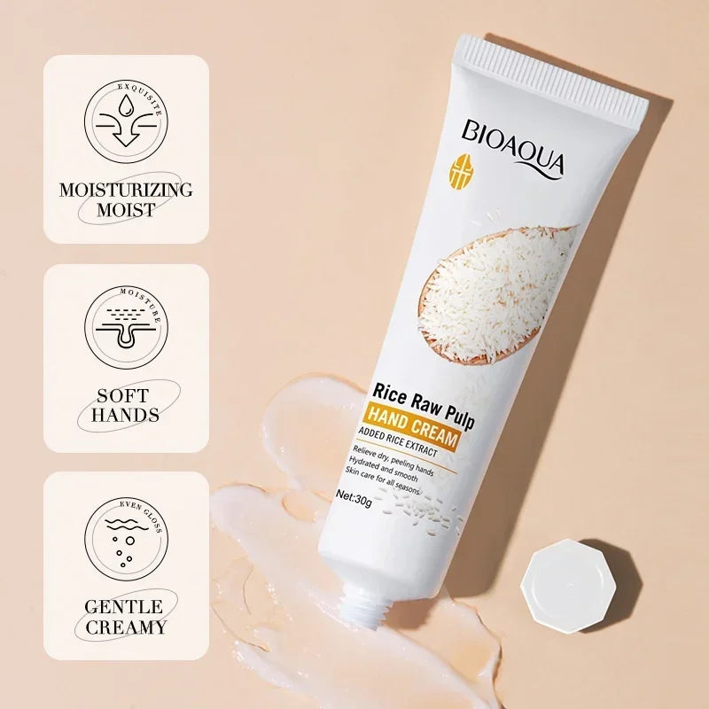 Rice Hand Cream Volumizing Rejuvenating Nourishing Moisturizing Refreshing Non-Greasy Hand Care Cream 30g