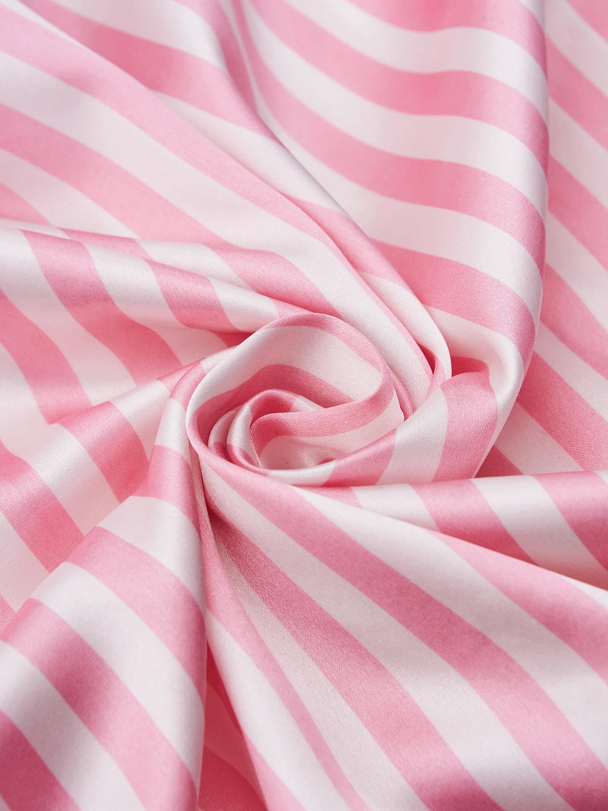 Classic Striped Print And Pocket Letter Short-Sleeve Long Pants Pajama Set, Satin Sleepwear with Lapel Collar and Button Detail