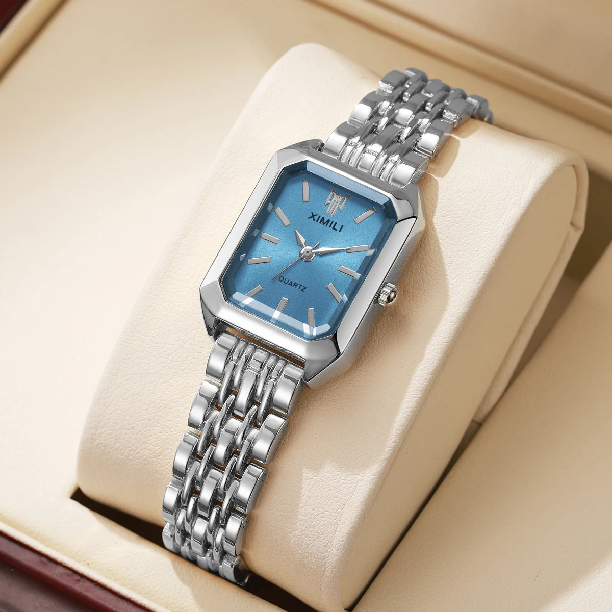 1/2/4PCS Elegant Rectangle Woman Quartz Watch Luxury Stainless Steel Band Ladies Wristwatches Relogio Feminino（Without Box）