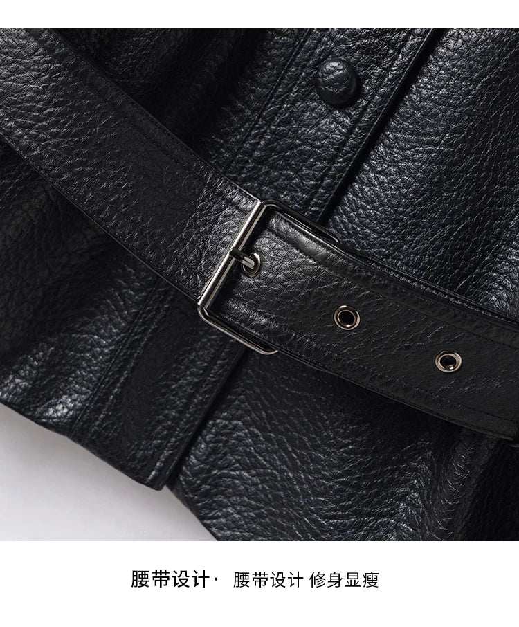 fashion genuine leather jacket woman, 2025 autumn sheepskin coat
