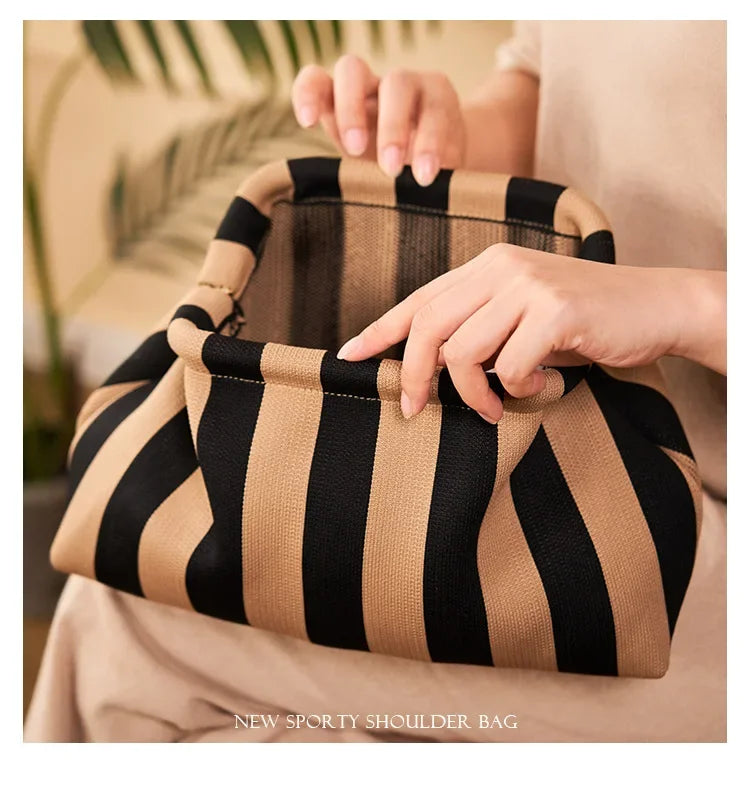 Summer Woven Crochet Purses for Women Beach Clutch Handbags 2026 Dumpling Hobo Casual Colorblock Bag Ladies Ruched Cloud Purse