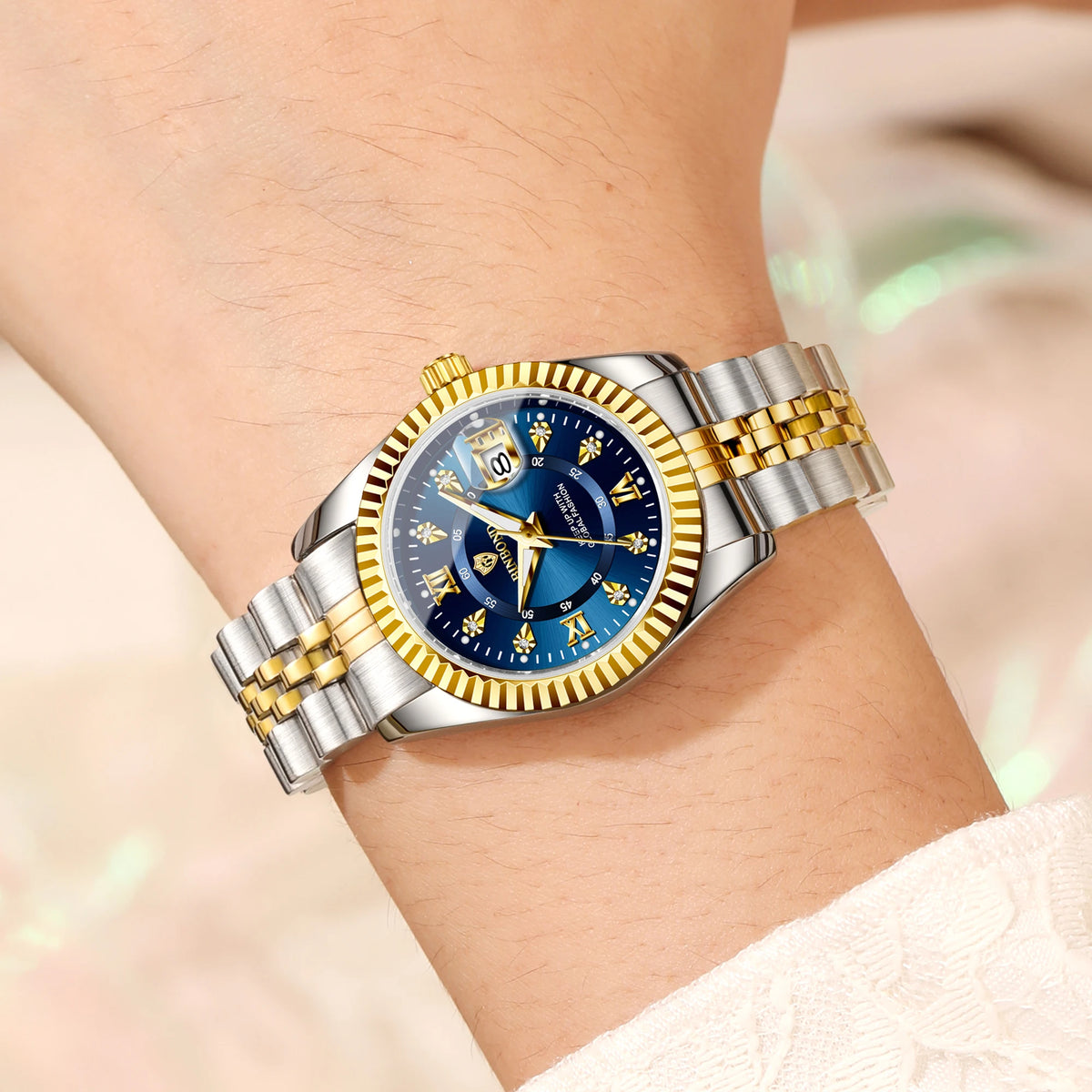 BINBOND Quartz Watches For Women Luminous Waterproof Stainless Steel Ladies Watch Montre Femme Luxe De Marque Reloj With Box