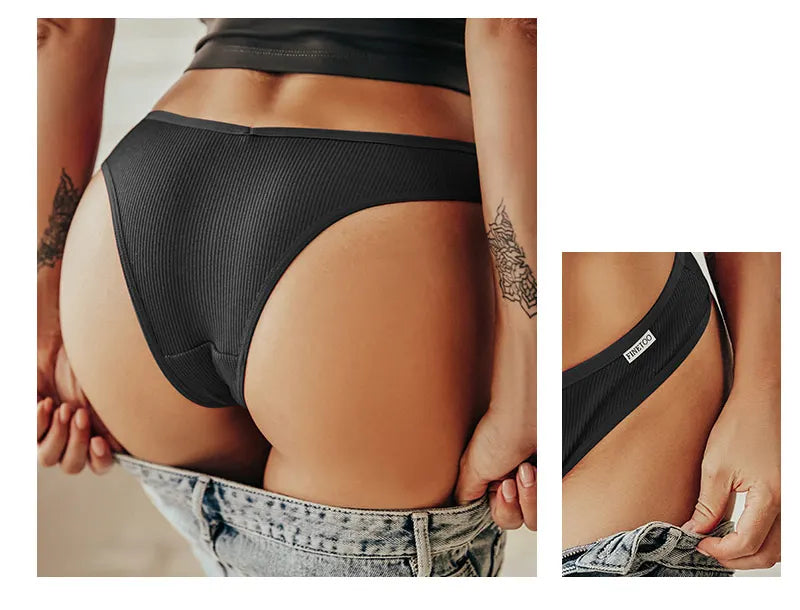 5Pcs/Set Women Cotton Brazilian Panties V Waist Female Underwear Comfortable Underwear Low Rise T-Back Bikini Girls Lingerie New