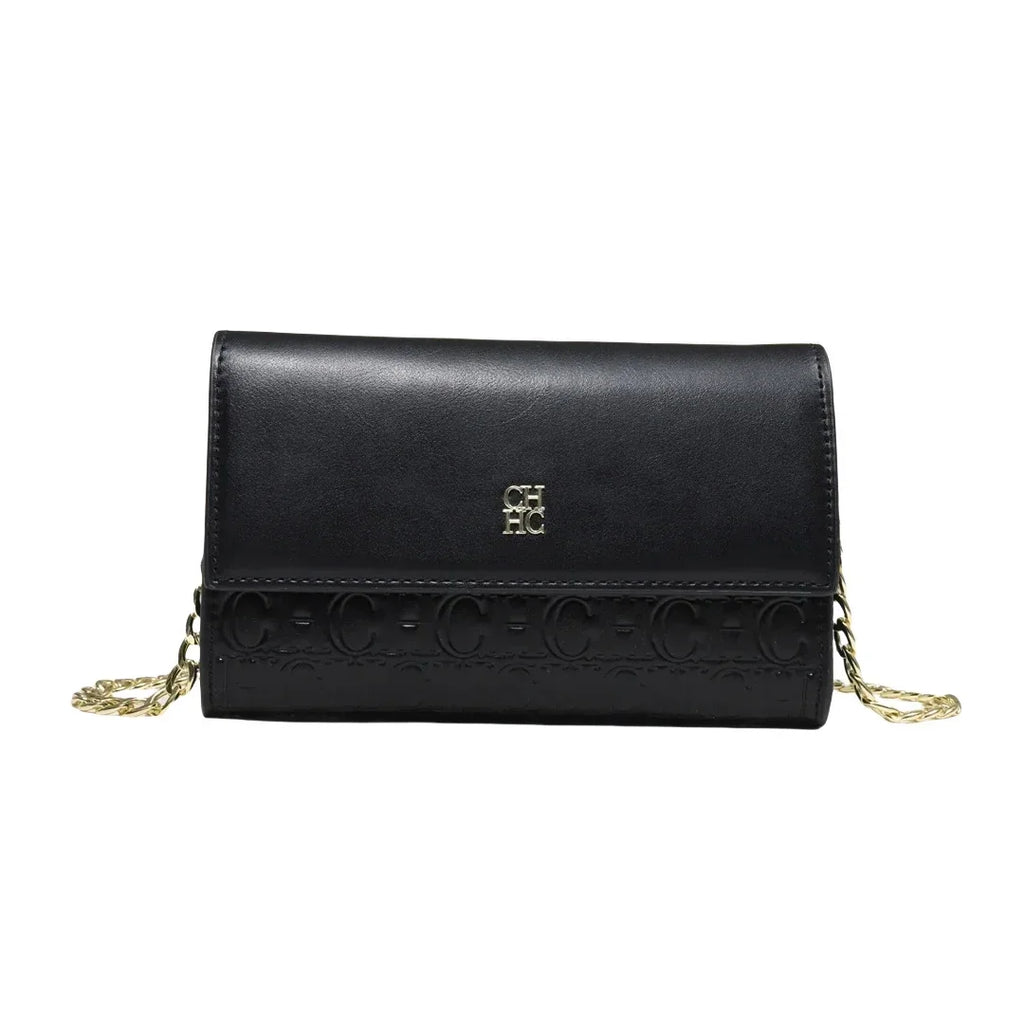 CH Women Crossbody Bag Splicing Letter Print Metal Chain Shoulder Purse PU Leather Flap Small Ladies Evening Clutch Handbag Gift