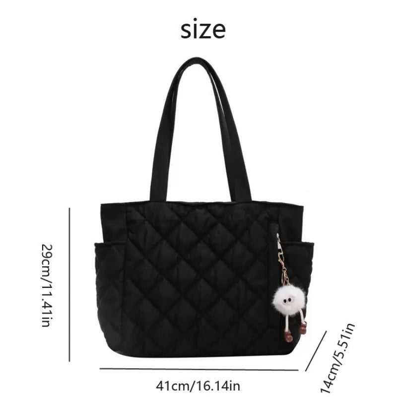 HOMEFISH Rectangular Large Capacity Single Shoulder Bag for Commuting To Work Tote Bag in Korean Style Casual Handle Bag