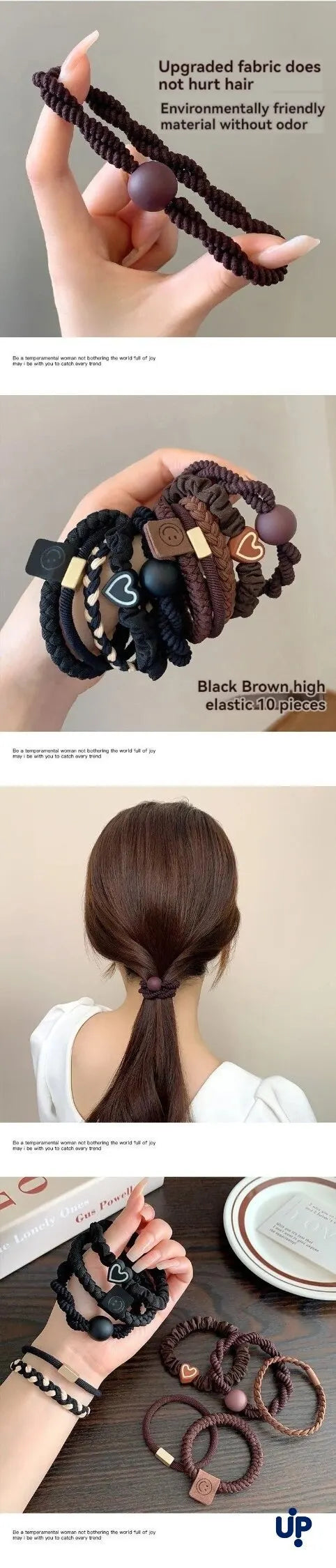 10PCS Headband Leather Band Female High Ponytail Holster Hair Accessories Simple High Elasticity Durable Rubber Band Hair Circle