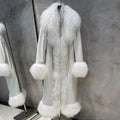 Sheep Fur Coat Long Women Autumn Genuine Sheepskin Coat Long with Mongfolian Fur Trim