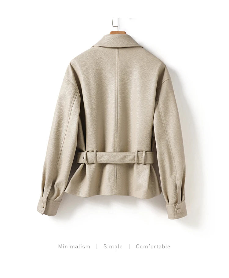 fashion genuine leather jacket woman, 2025 autumn sheepskin coat