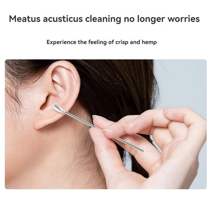6pcs Stainless Steel Ear Wax Removal Tool Set Spiral Rotating EarPicking Spoon Ear Picker Spoon For Cleaning Collecting Ear Wax