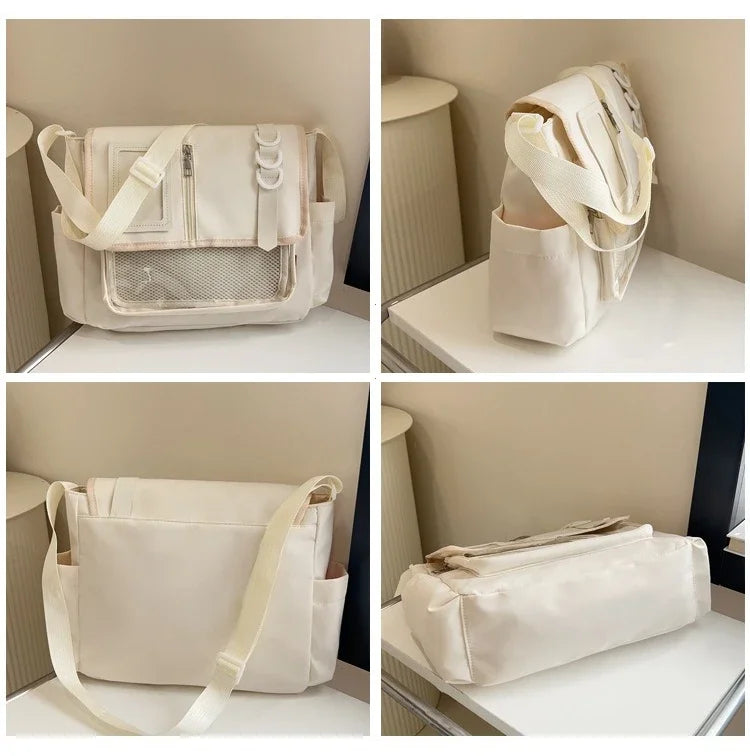 Y2K Japanese Harajuku School Bags for Girls New Transparent Itabag Shoulder Crossbody Bag DIY Badges Display Plate Ita Bag