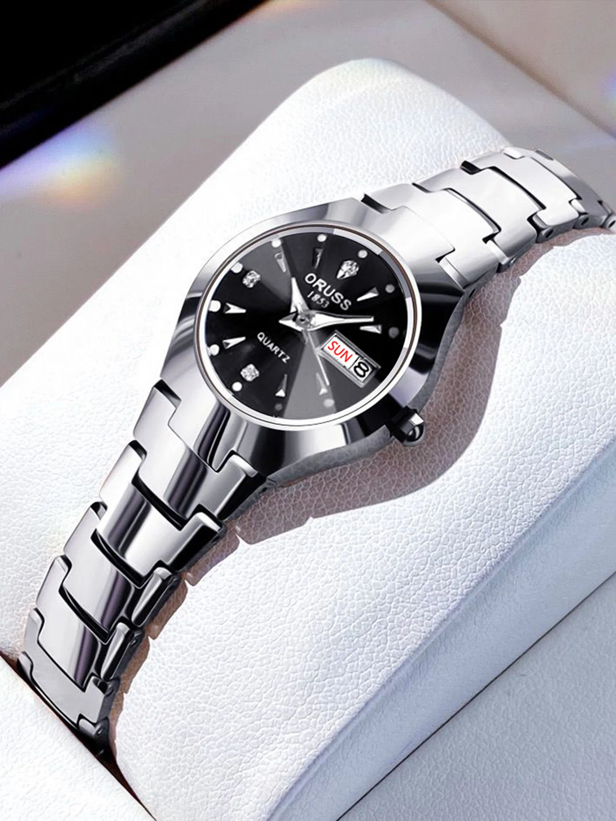 ORUSS Couple Watch Waterproof Casual Fashion Women Men Quartz Watches Ladies Stainless Date Week Men Clock Lover's Date Gift