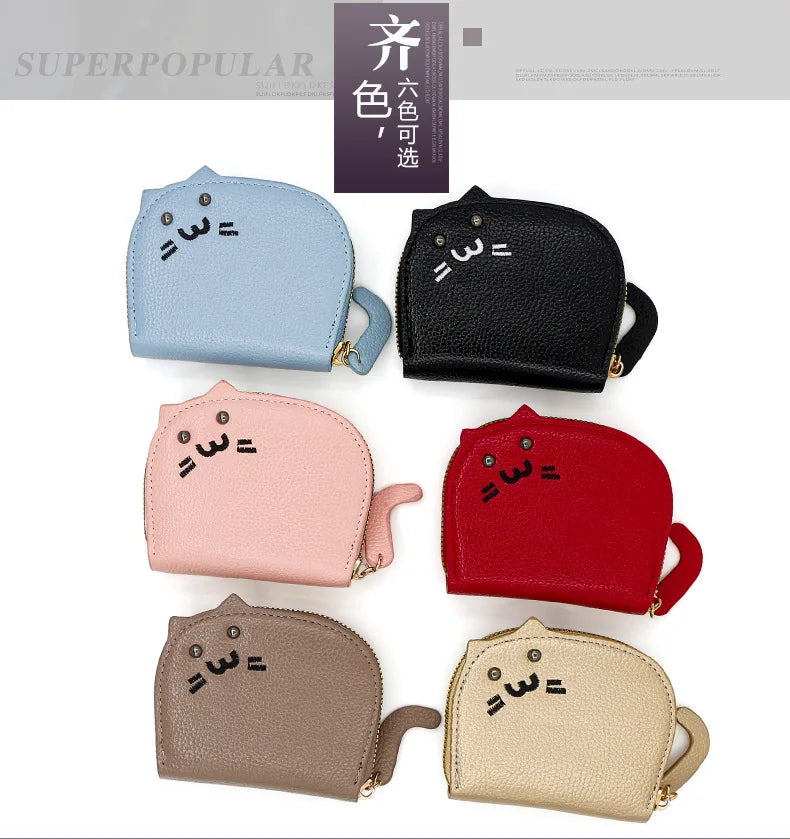 Women's Wallets New Cartoon Cat Compact Kawaii Cute Fashionable Trendy Small Card Bags Portable Large Capacity Coin Purses Girl