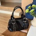 New PU Leather Women Shoulder Bag Large Capacity Y2K Motorcycle Bag High Quality Fashion Rivet Handbag Daily Use