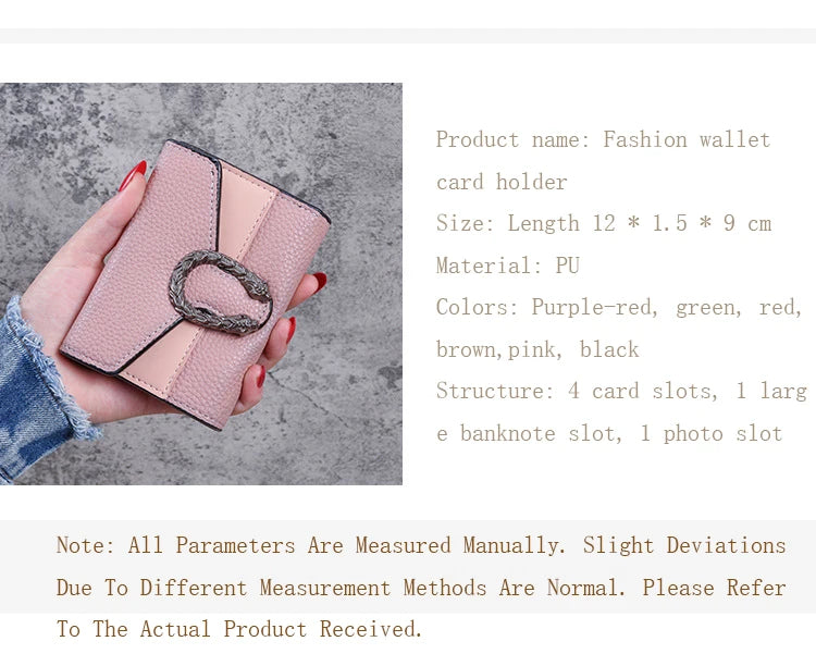 Fashionable Wallet Zipper Coin Purse Women Short Wallets Handbag Women's Clutch Bag Card Holder Pu Leather Wallet Folding Walle