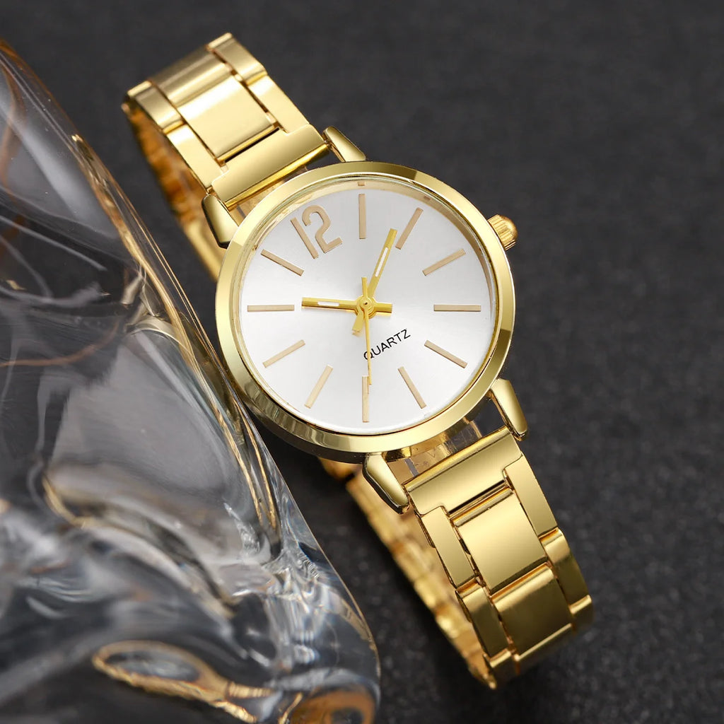 2PCS/Set Fashion Women's Watches Simple Analog Quartz Wristwatch LOVE Opening Cuff Bracelet Set Relogio Feminino（Without Box）