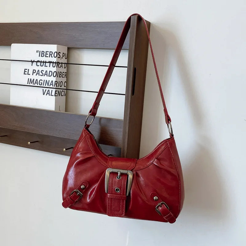 Large-capacity pleated armpit bag for women 2025 new retro commuter temperament motorcycle old style shoulder bag