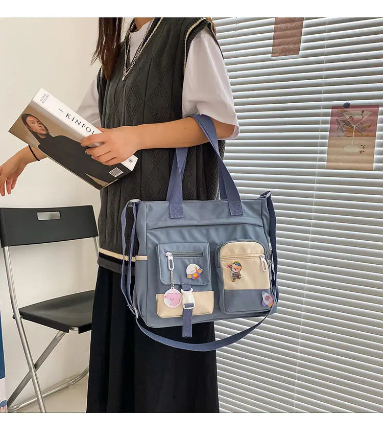 Waterproof Canvas Women Handbags Shoulder Bag Nylon Ladies Messenger Bag Oxford Crossbody Bags Tote Book Bags for Girls Satchels