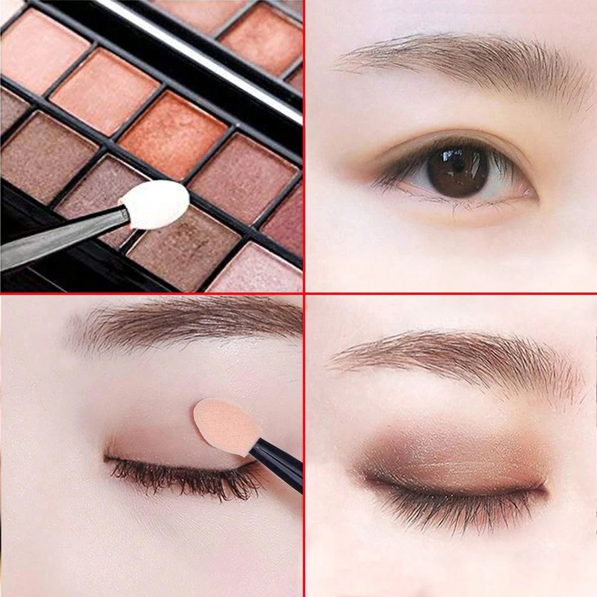 100/200Pcs Double-Headed Eyeshadow Brush, Disposable Dual Sided Eyeshadow Brush Double Ended Sponge Applicator Oval Tipped