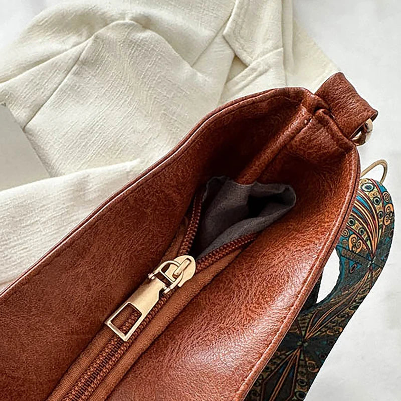 Wide Geometric Strap Shoulder Bag Large Capacity Crossbody Bags For Women,Retro Pu Leather Women's Bag For Shopping Travel
