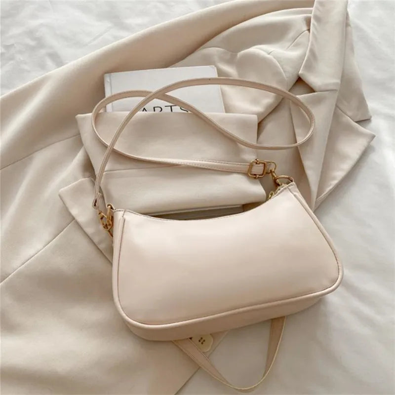 Vintage Style Handbag Crossbody Bag, Gold Letter 'M' Design Pu Leather Shoulder Messenger Bag, Synthetic Leather Tote Bag, Purse