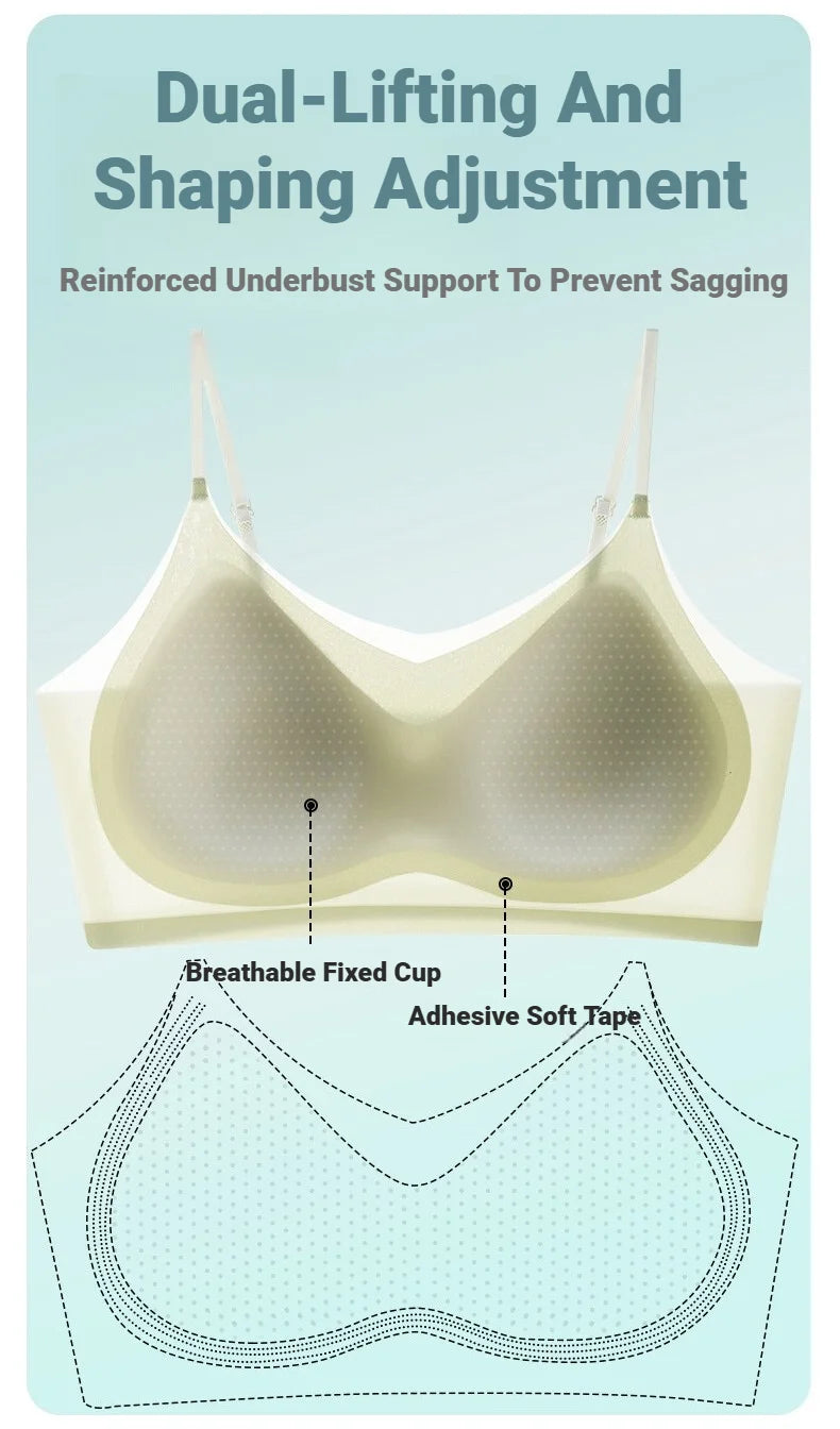 CHUANGERM Women's Ultra‑Thin Breathable Ice Silk Seamless Halter Vest Top Bra Lingerie Back Wraps For Small Breasts