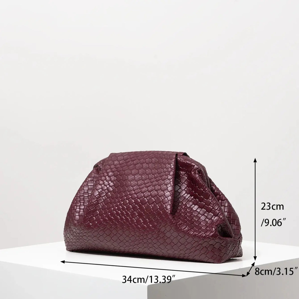 Vintage Artificial Leather Woven Pattern Clutch Bag，Burgundy Bag，Prom Dresses for Women，Large Capacity Women Purse