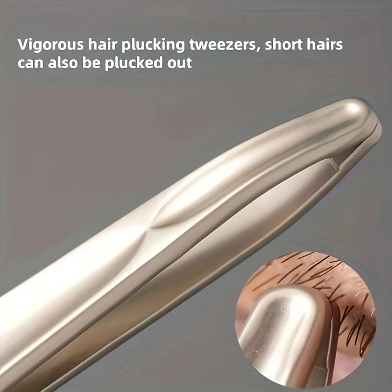 Premium Round Head Tweezers for Eyebrow & Facial Hair Removal Seamless Clips Short Hair Precision Beard Clip