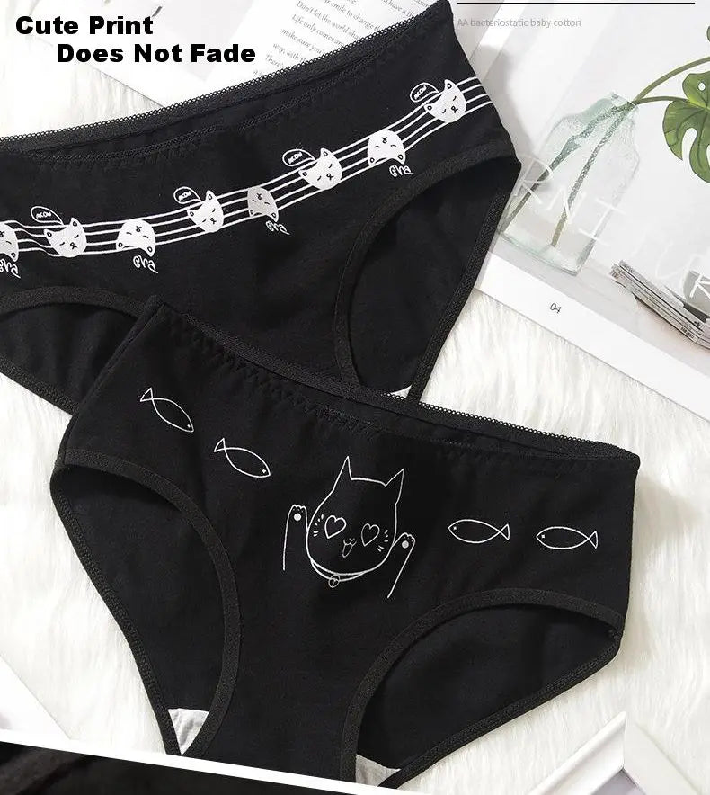 5Pcs/set Cotton Cartoon Cute Panties Girls' Short Underwear For Women Ladies Pantys Female Soft Underpants Sexy Lingerie M-XL