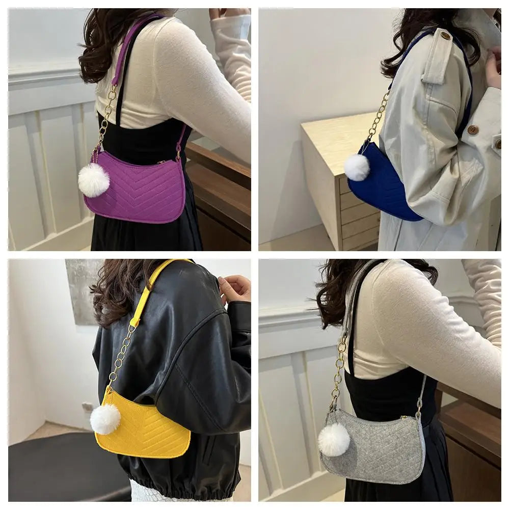 Mini Women Shoulder Bags Fashion Felt Women's Bag Advanced Design Underarm Handbags Mini Saddle Bag