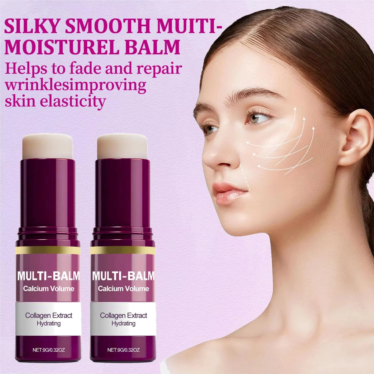 Multi Balm Calcium Volume Firming Skin Hydrating Nourishing Smoothing Collagen Moisturing Stick Suitable for Eyes Neck Face