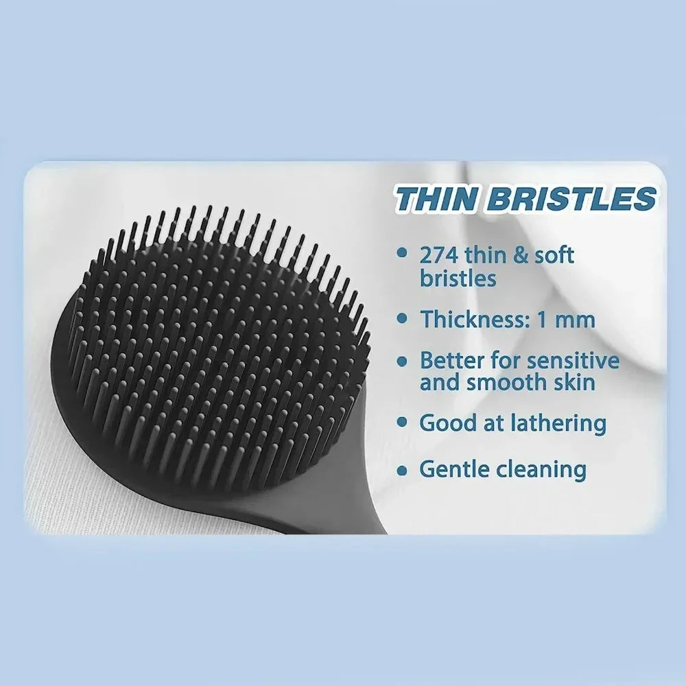 Silicone Body Scrubber Back Brush for Shower Long Handle Body Deep Cleansing and Exfoliating Massage Double-Sided Soft Bristles