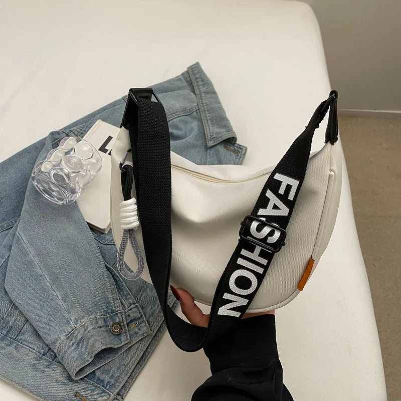 New Fashion Crossbody Bag Simple Wide Shoulder Strap Design Single Shoulder Bag Original Style Commuting Dumpling Women Bag