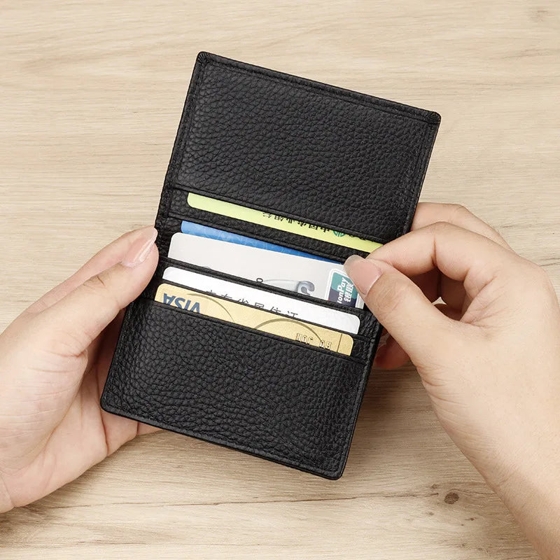 1PC Genuine Leather Business Card Holder Name Card Case Credit Card Wallet for Men & Women